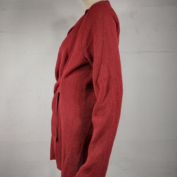 Beyond Threads rusty orange Alpaca Wool blend wrap cardigan w/ sash ladies Small - Picture 5 of 7